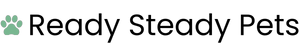 Logo of Ready Steady Pets with a paw print icon on a white background