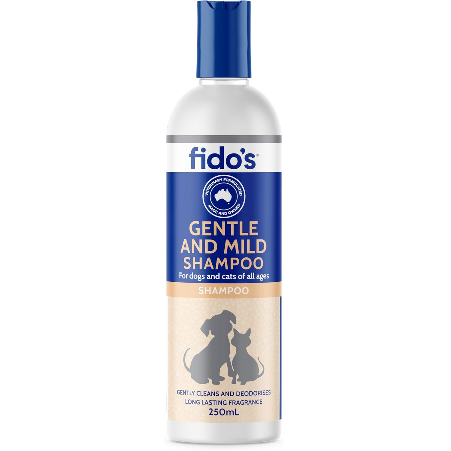Fido's gentle and mild shampoo bottle on a white background