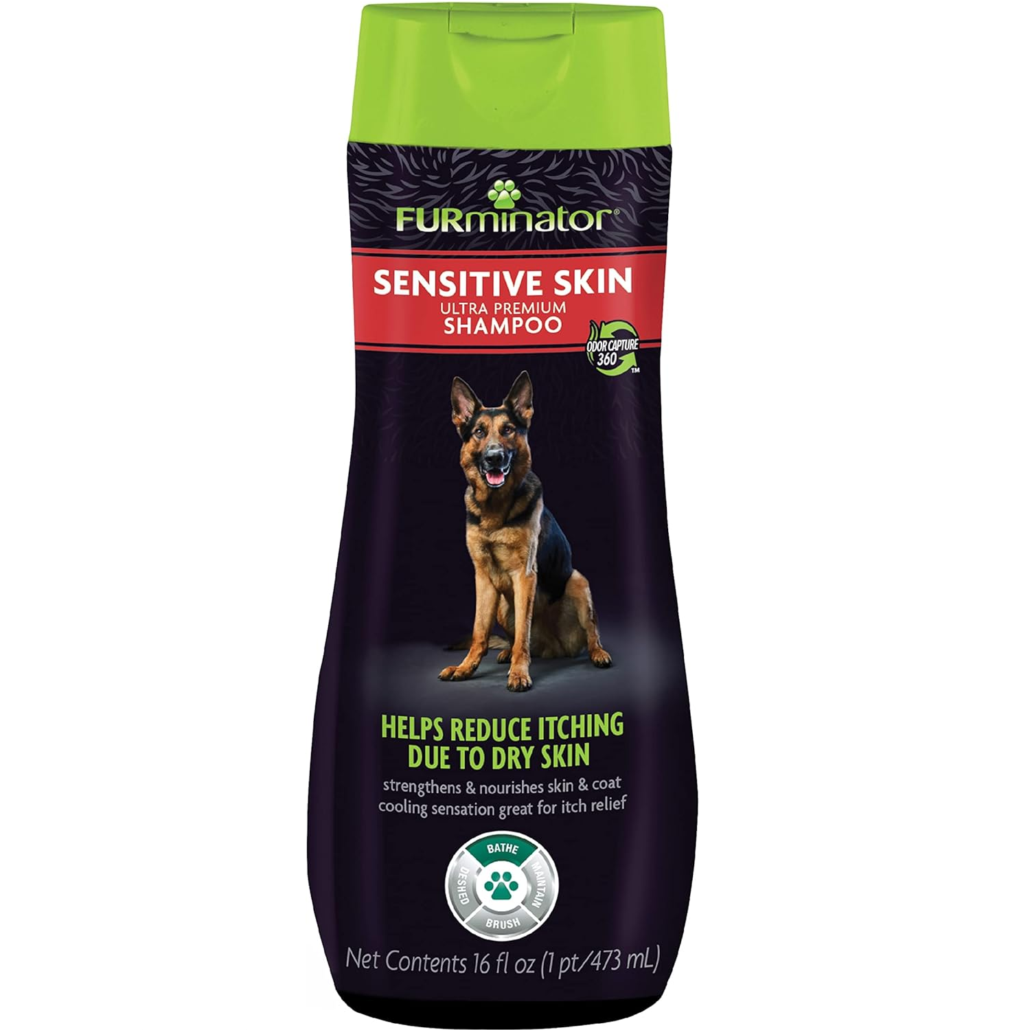 Furminator Sensitive Skin Shampoo bottle for dogs on a white background