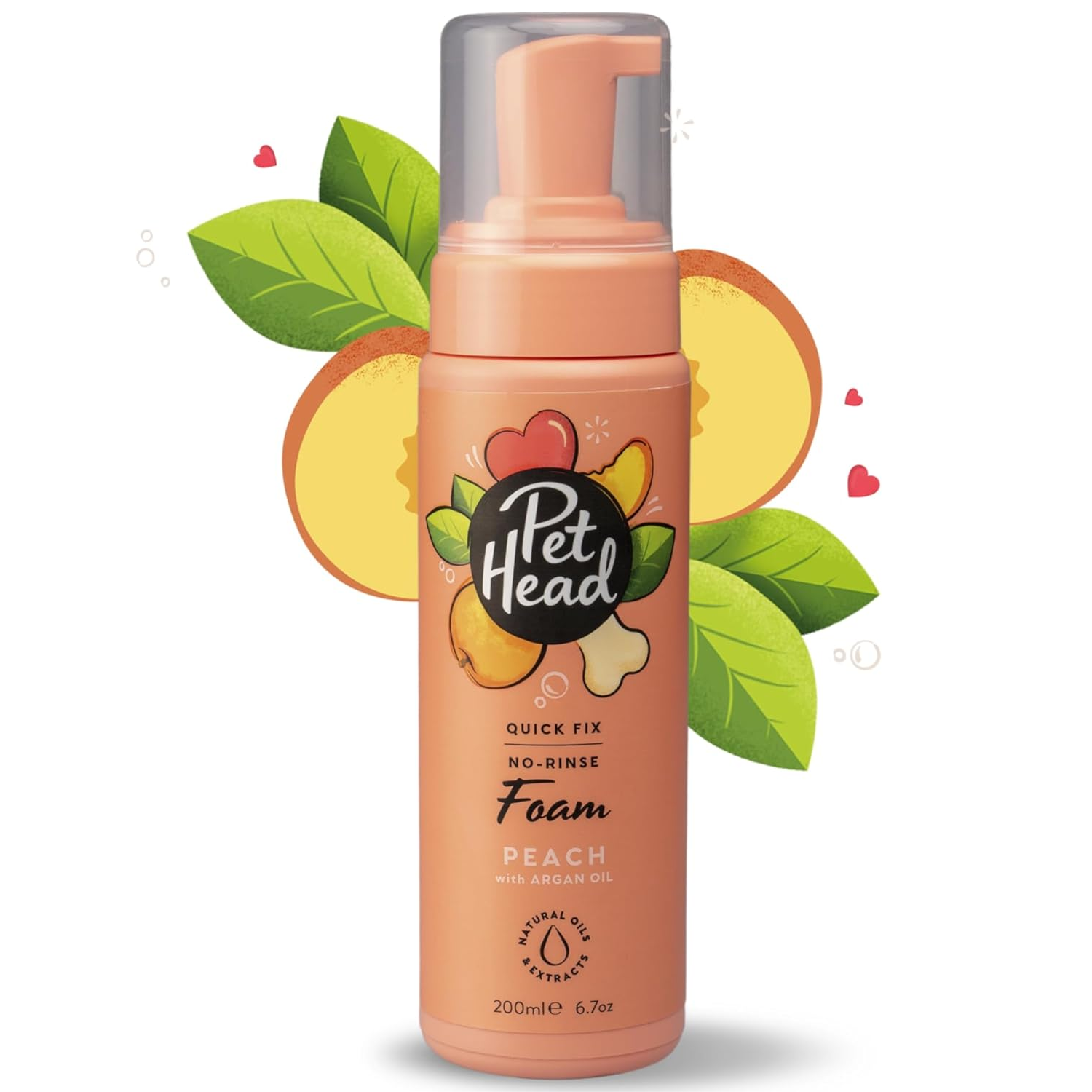 Pet Head foam product with peach scent on a white background
