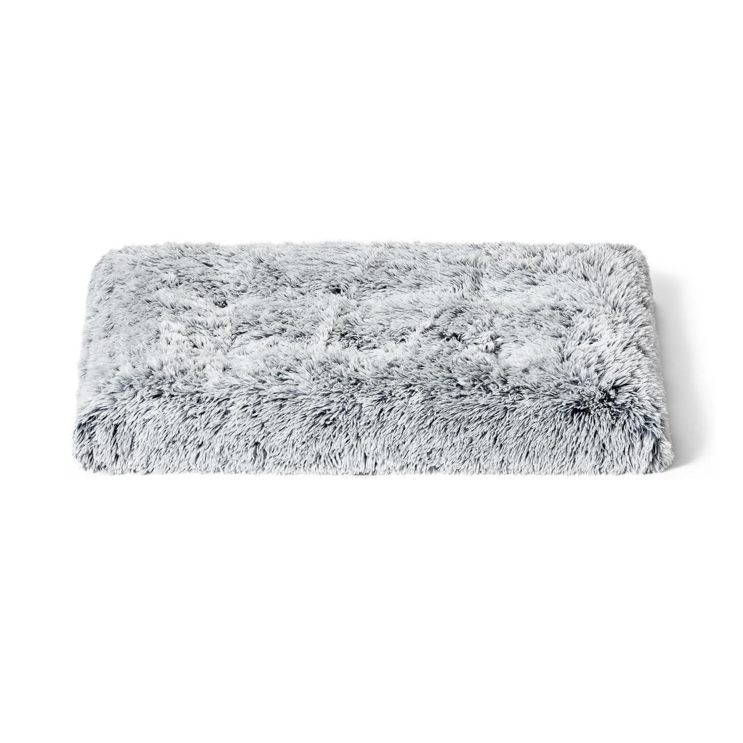Gray fluffy Snooza pet bed on a white background