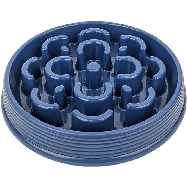 Blue slow feeder bowl for pets on a white background