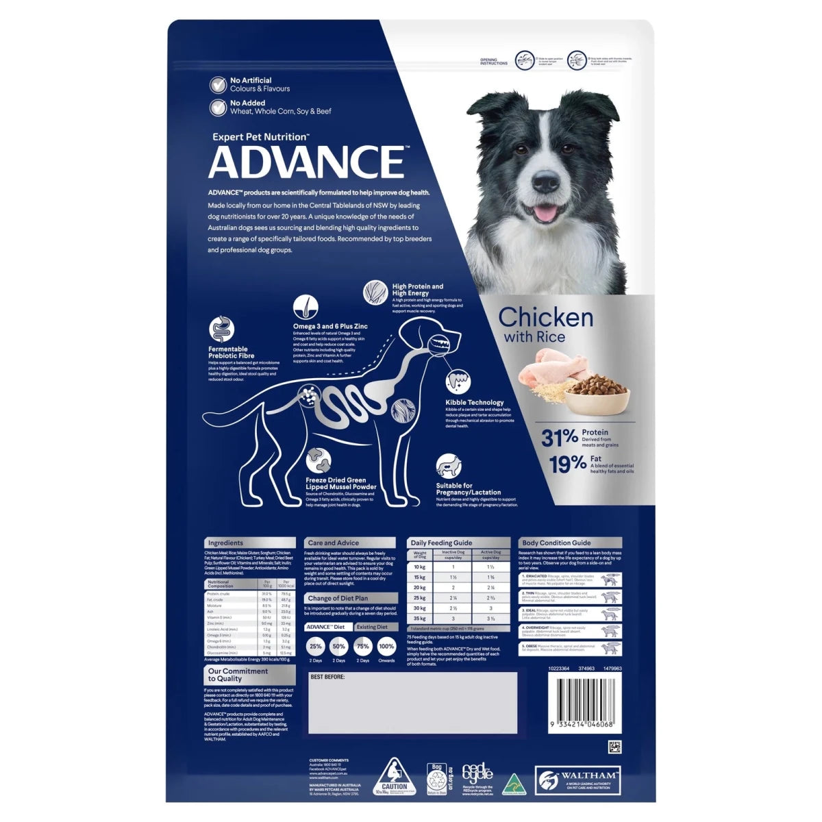 Advance Adult Dry Dog Food - Active Breeds - Chicken with Rice - Ready Steady Pets
