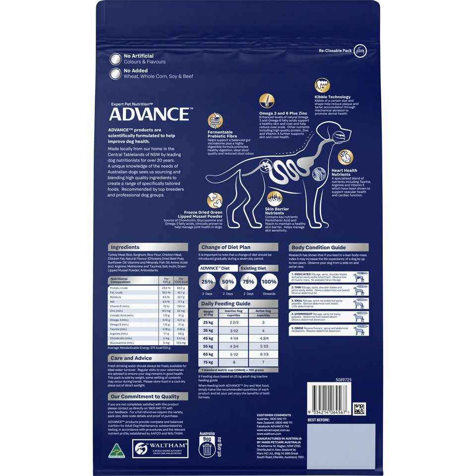 Advance Adult Dry Dog Food - Large Oodles - Turkey with Rice - Ready Steady Pets
