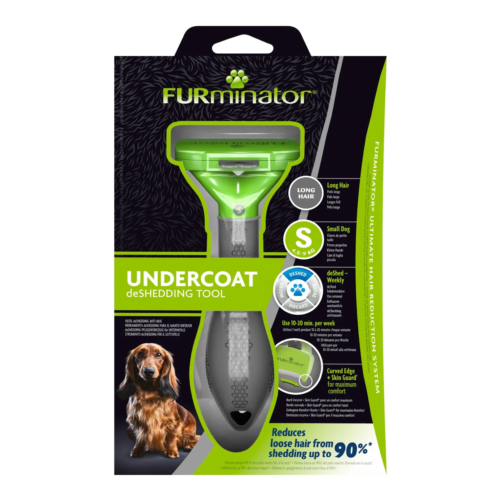FURminator undercoat deshedding tool for small dogs with packaging on a white background