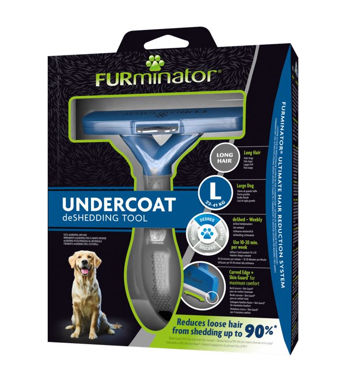 FURMINATOR undercoat deshedding tool for large dogs with packaging on a white background