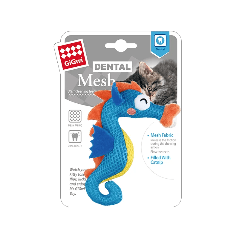 GiGwi Dental Mesh Catnip Seahorse Cat Toy - Ready Steady Pets